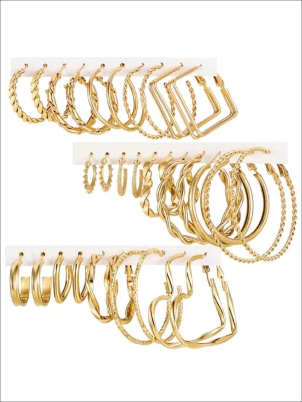 16 Pairs Hoop Earring Set for Women Alloy Copper Chunky Earrings